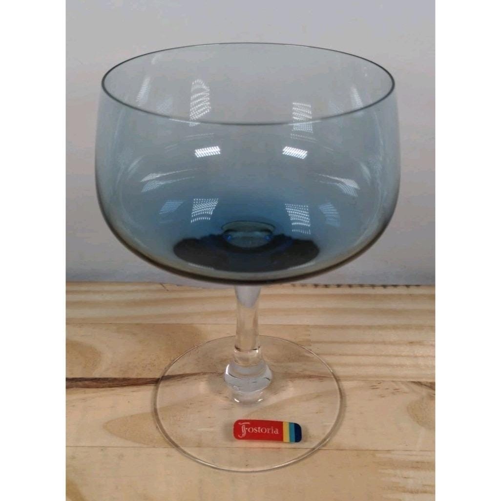 Fostoria Glamour Blue Sherbet or Champagne Glass 5 1/8 Inch Vintage