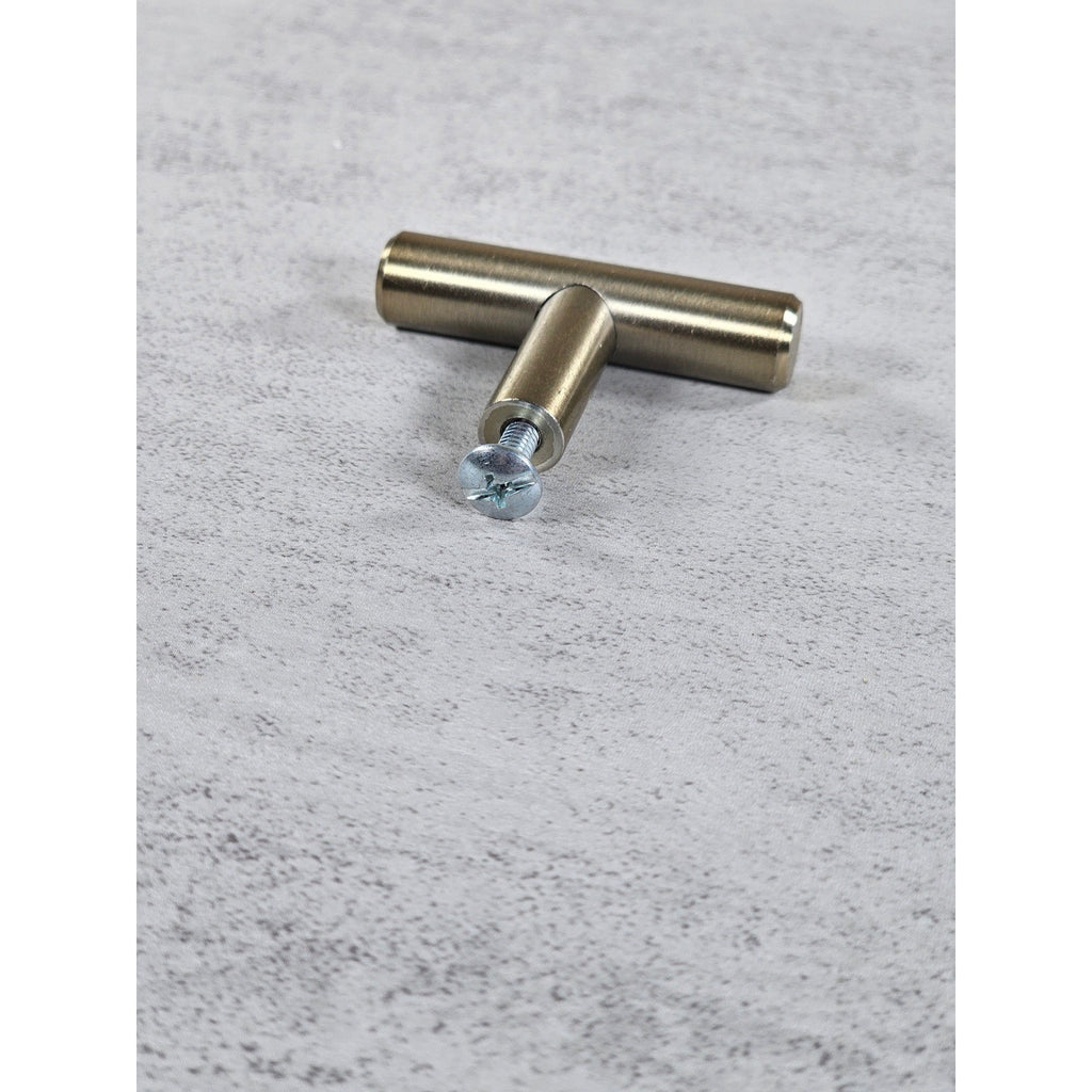 Brushed Brass T Bar Cabinet Knob Modern Drawer Pull Handle