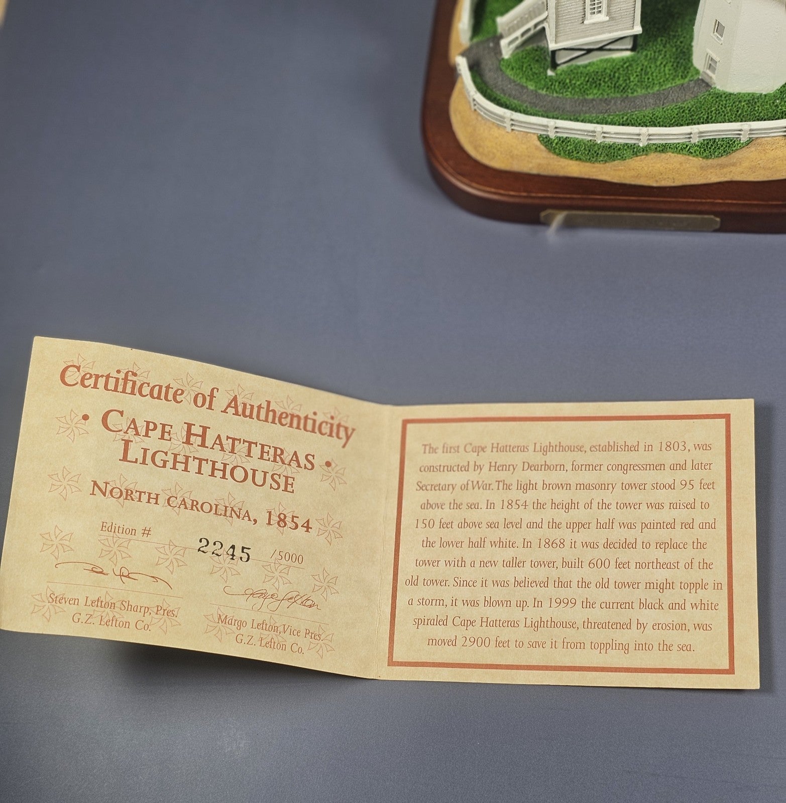Lefton Lost Lights Cape Hatteras 1854 Lighthouse Figurine With Box & Certificate