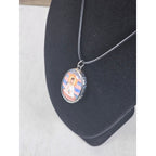 Vintage Buddhist Pendant Necklace Guanyin Lotus Oval Medallion