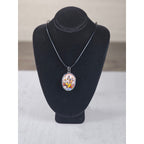 Vintage Hindu Deity Pendant Necklace Oval Religious Charm