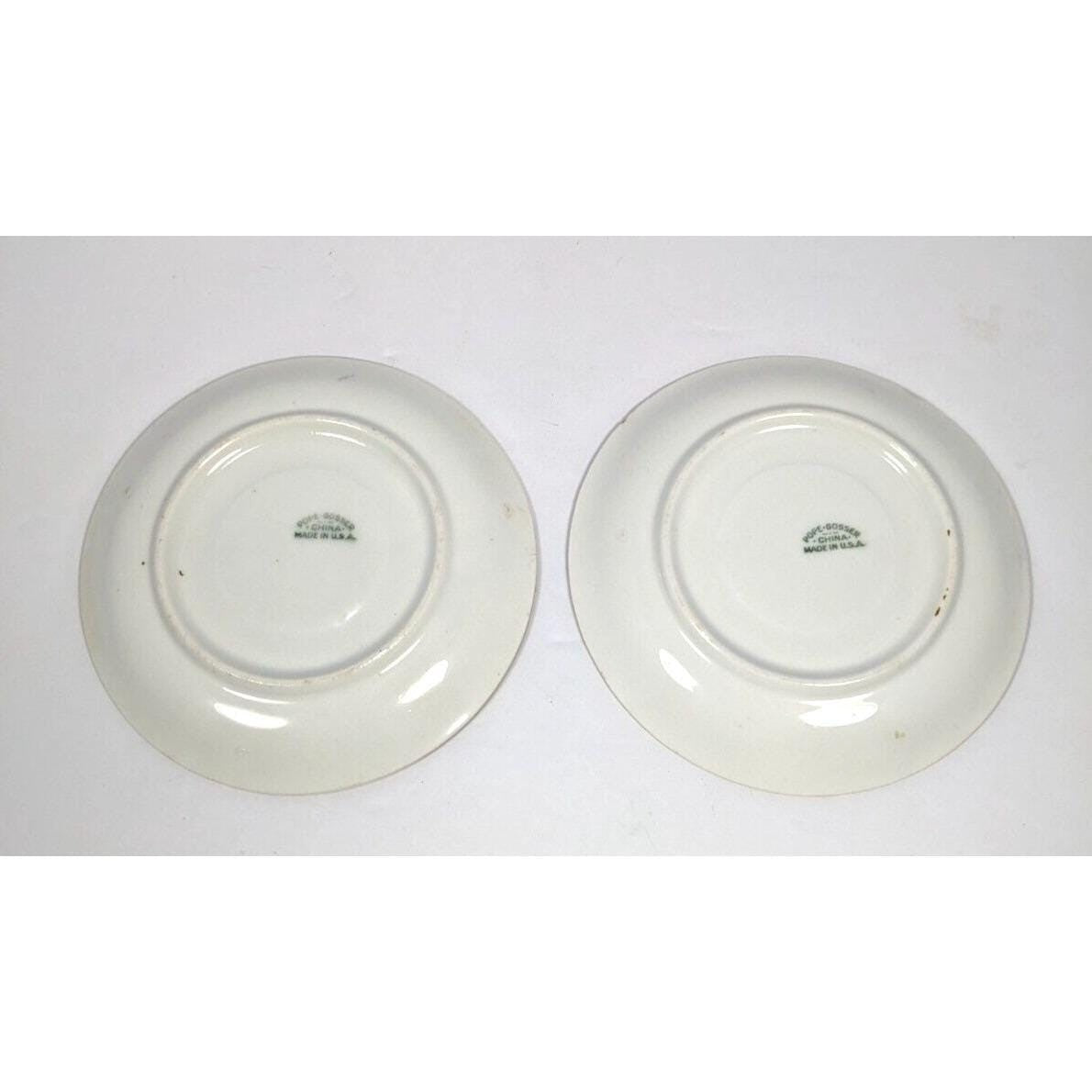 Pope Gosser Teacup and Saucer Set Gold Trim Vintage Set of 2