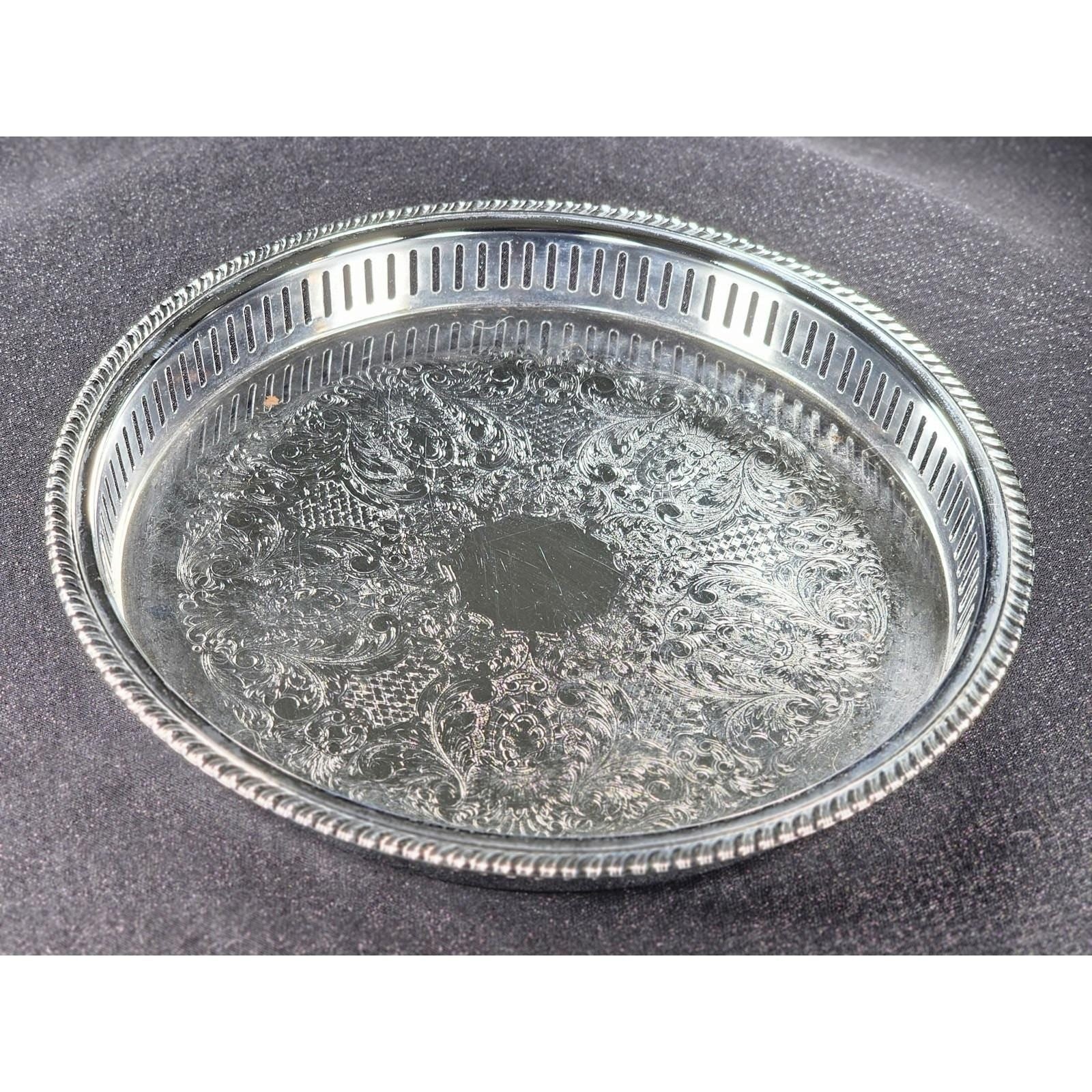 Vintage Irvinware Silver Plated Serving Tray 13" Engraved USA