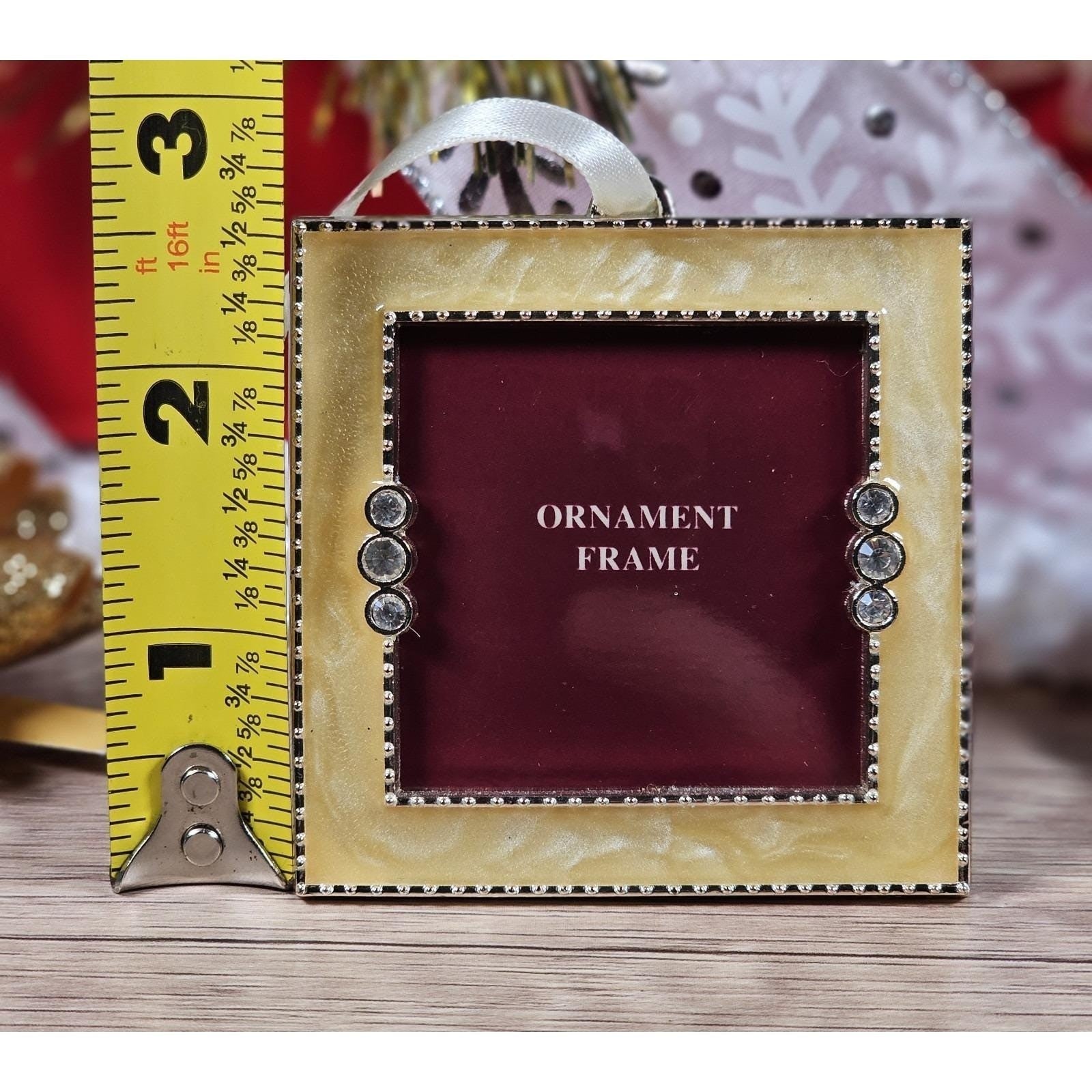 Gold Rhinestone Photo Frame Ornament Square Christmas Decor