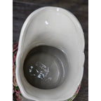 Vintage Belk Floral Ceramic Pitcher Rose Urn Design Cream Vase Handle