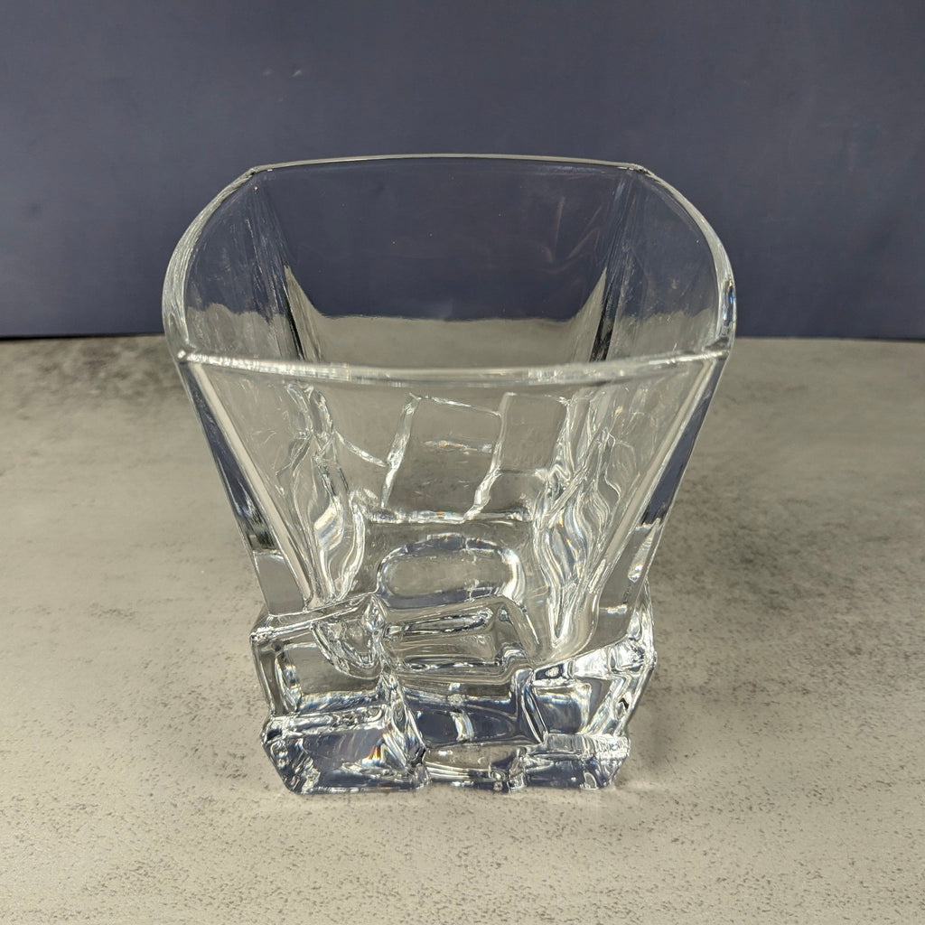 Vintage Heavy Glass Rocks Glasses Set of 4 Ice Cube Base Tumblers