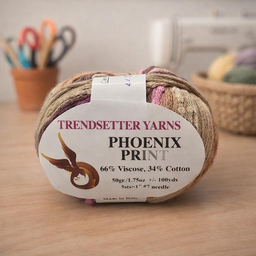 Trendsetter Phoenix Print Yarn Skein Italy Viscose Cotton
