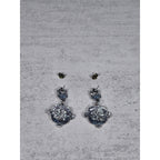 Vintage Silver Tone Geometric Drop Earrings Pierced Statement Dangles
