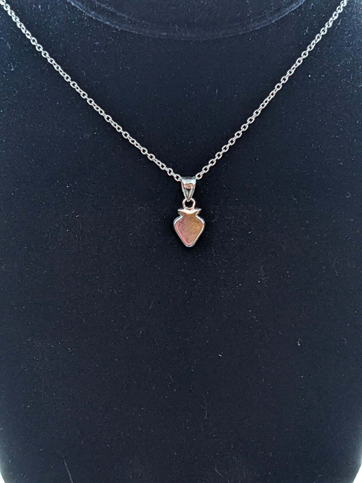 925 Sterling Silver Strawberry Pendant on a 16" silver chain