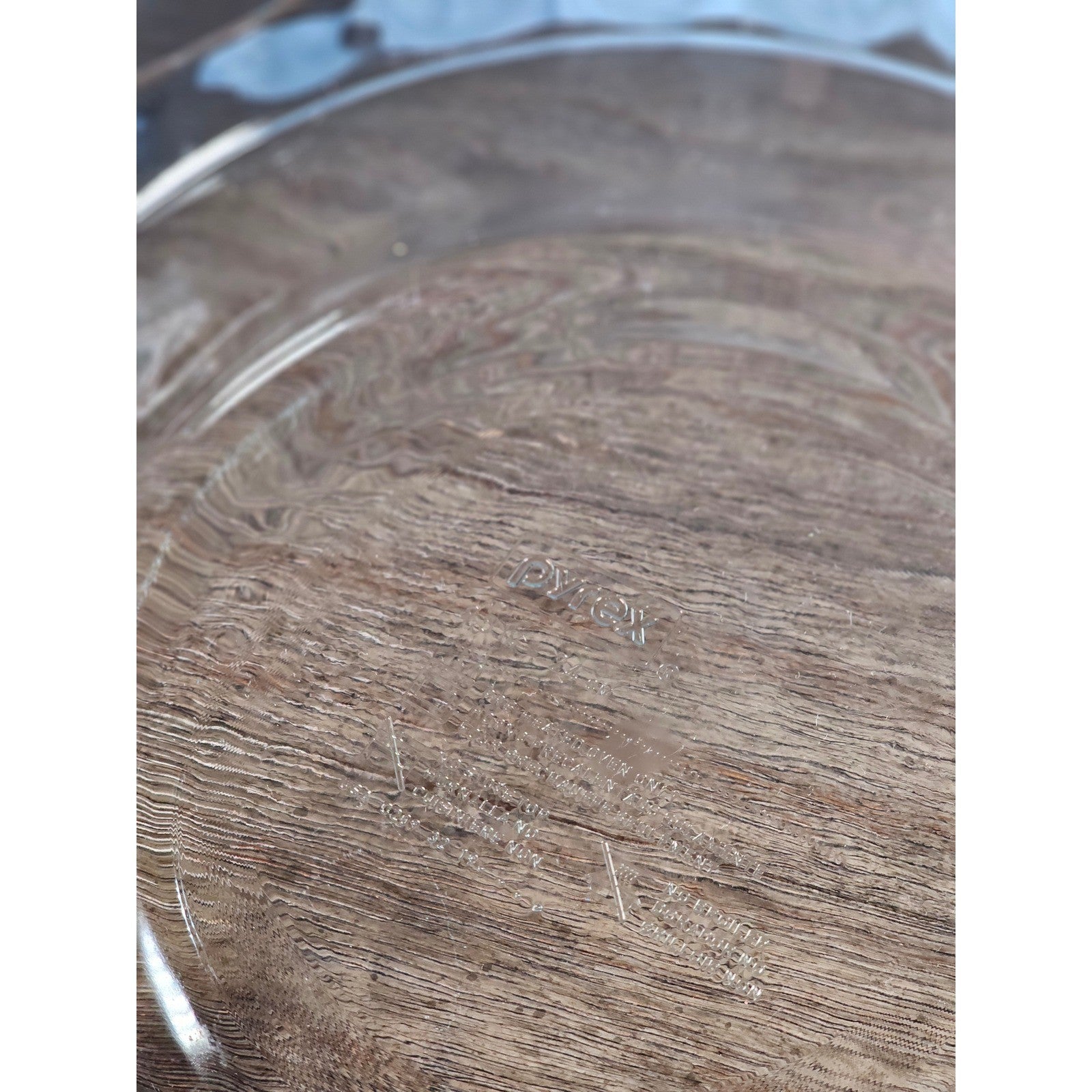 Vintage Pyrex Clear Glass Pie Dish with Blue Dot Rim 11 Inch