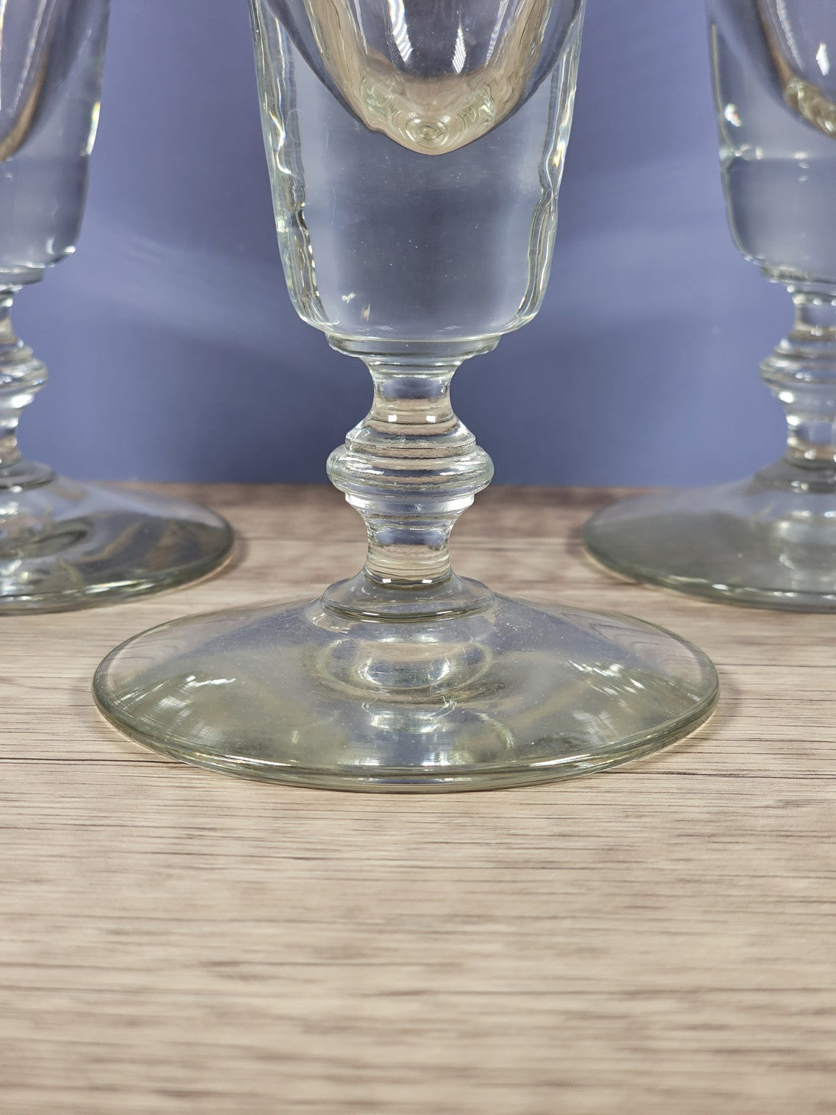 Set of 3 Vintage Clear Glass Pilsner Beer Pedestal Glasses