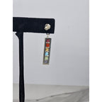 Vintage Rainbow Bar Drop Earrings with Pearl-Style Studs