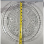 Vintage Pressed Glass Floral Cake Stand Round Serving Tray 13 Inch