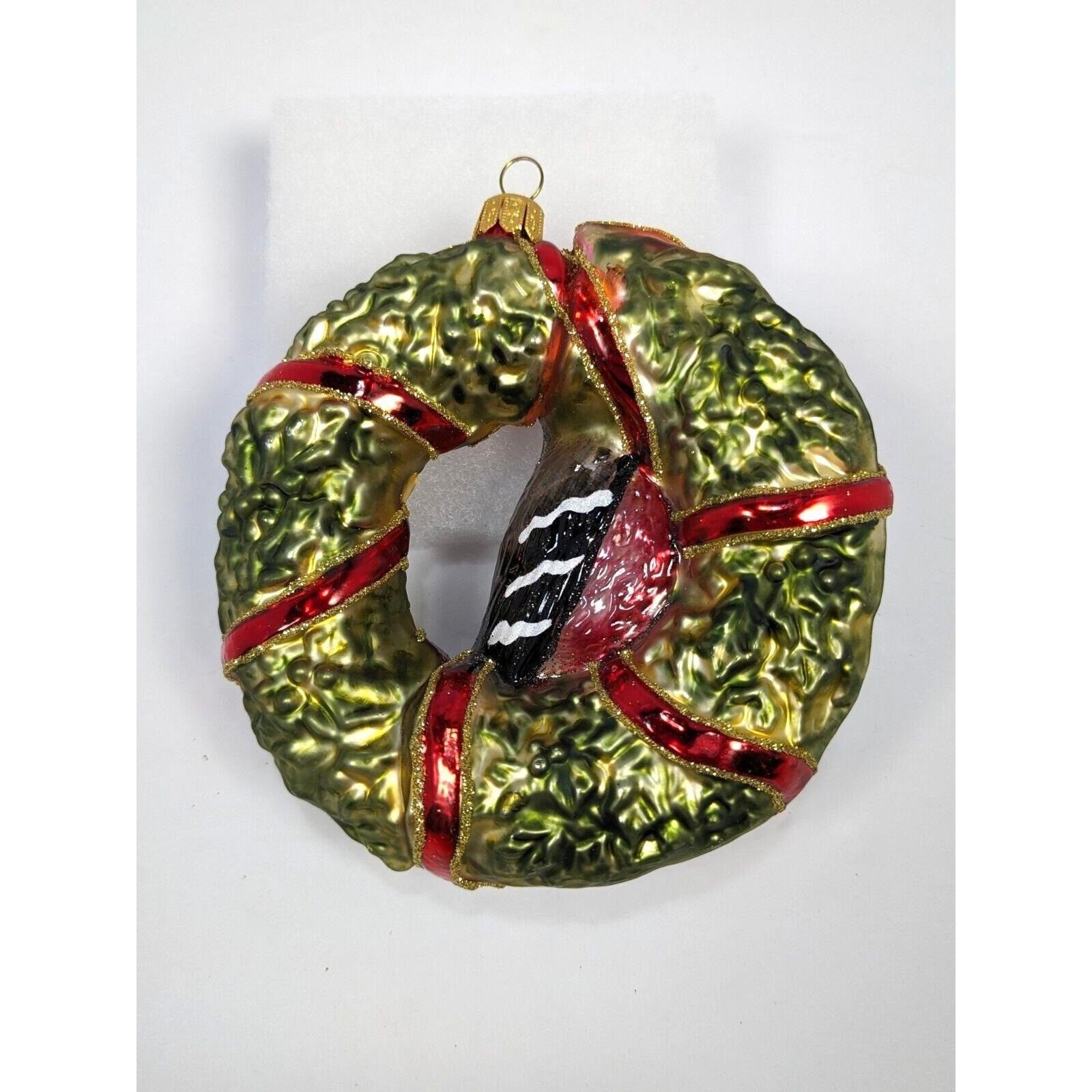 Vintage Hand Blown Glass Bird Wreath Christmas Ornament