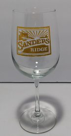 Sanders Ridge Stemmed Wine Glass 9" Clear With Gold Logo