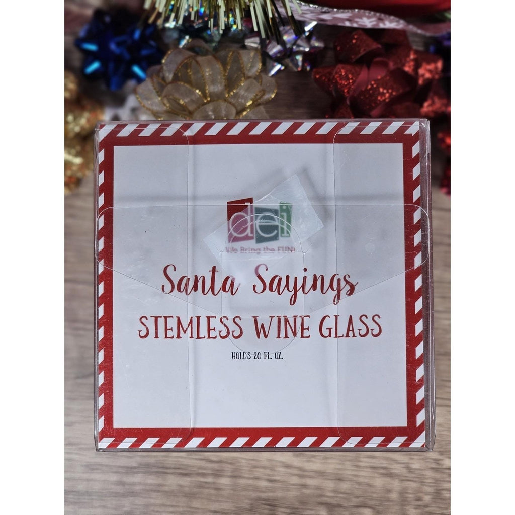 Christmas Stemless Wine Glass Funny Santa Red Holiday Glass