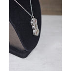 Vintage Mixed Metal Script Pendant Necklace Silver Tone Spiritual Charm