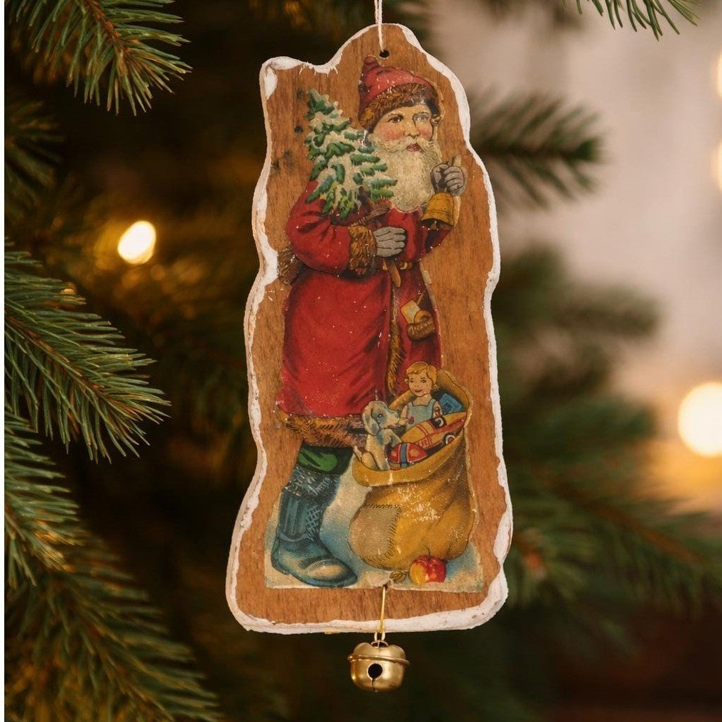 Vintage Kurt Adler Santa Wood Ornament 1982 Christmas
