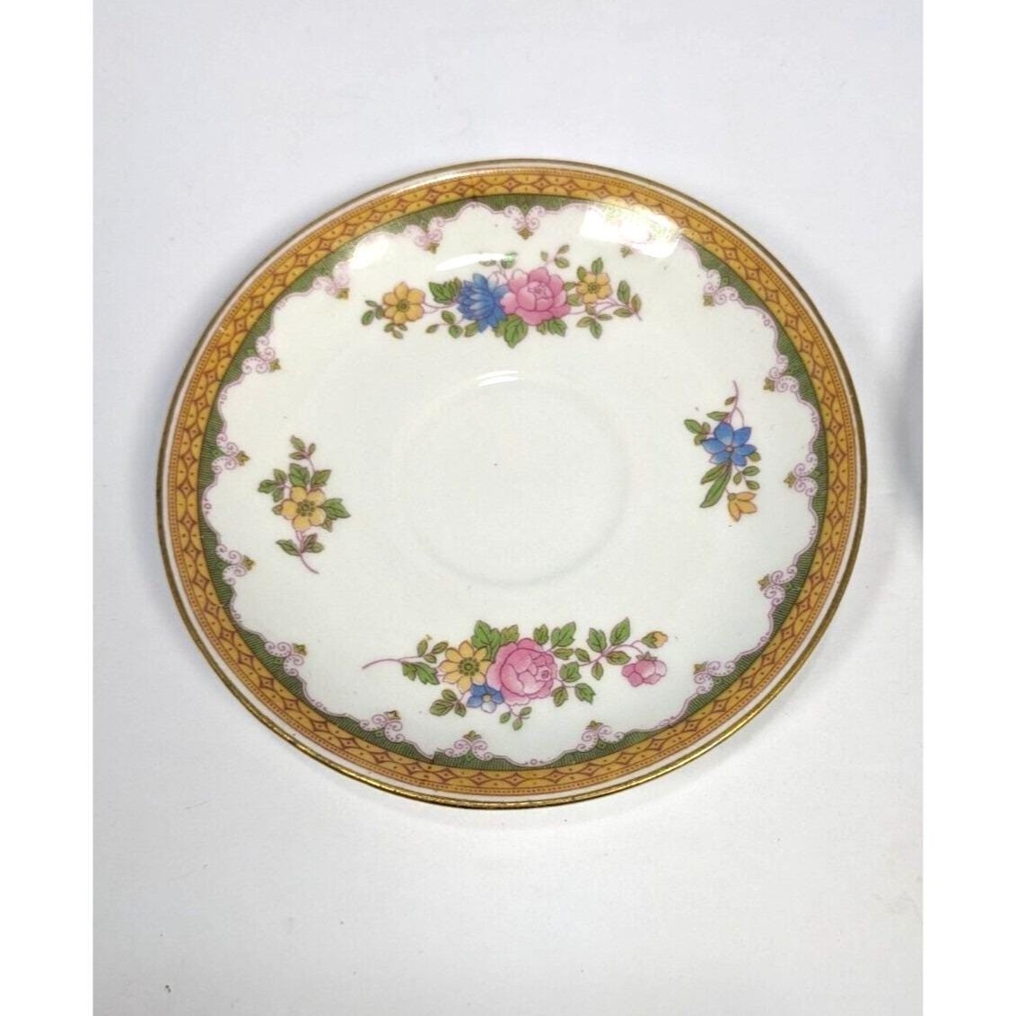 Pope Gosser Teacup and Saucer Set Gold Trim Vintage Set of 2