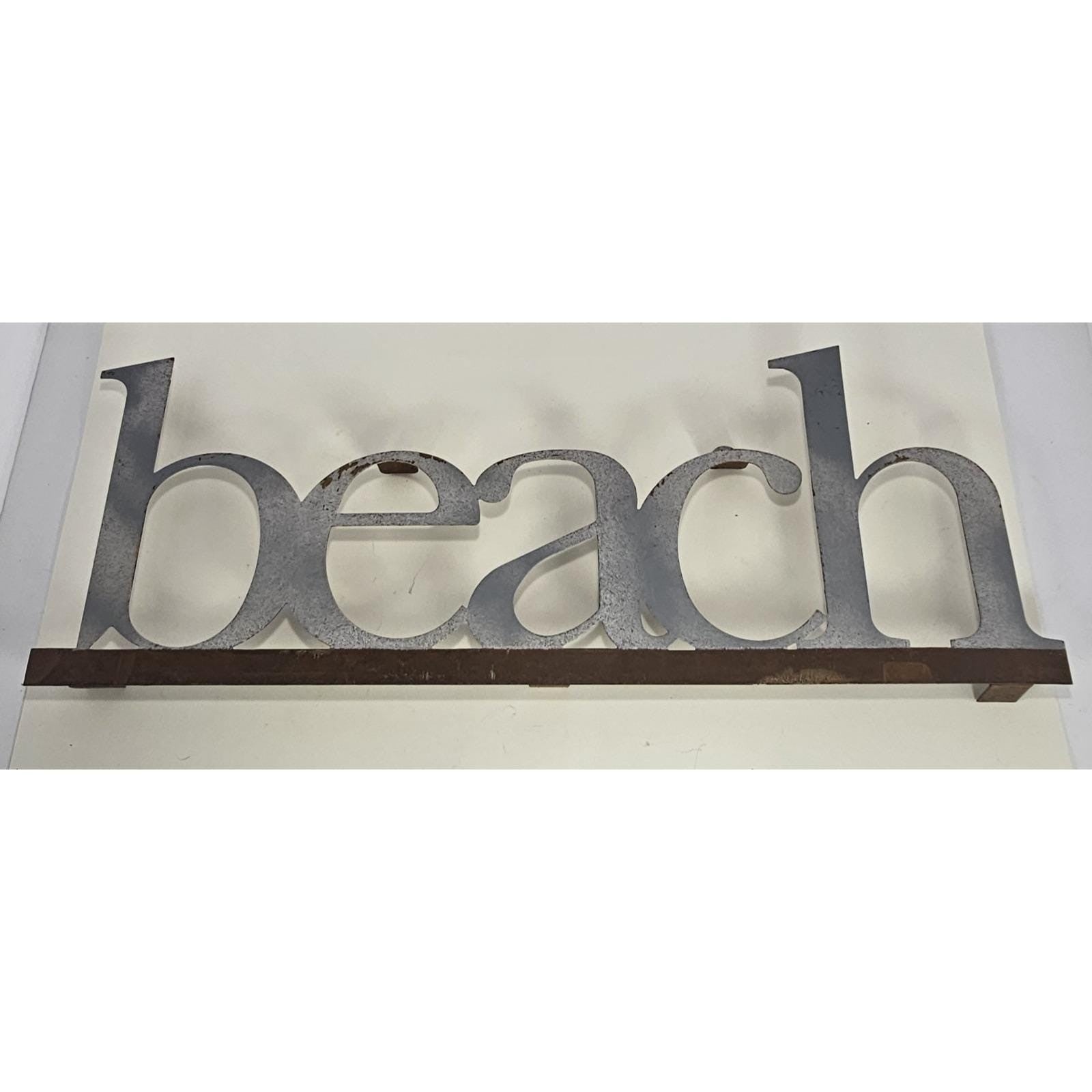 Vintage Metal BEACH Wall Sign Rustic Coastal Pop Out Letters