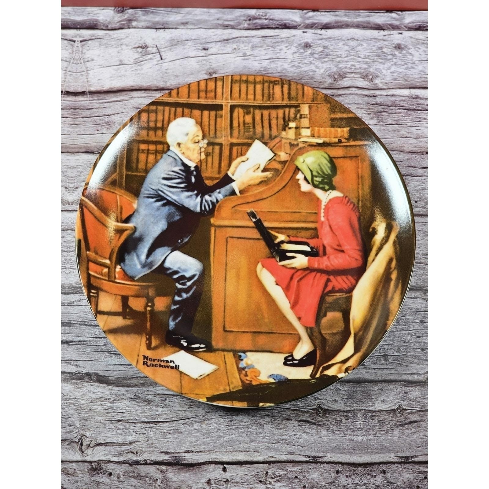 Vintage 1986 Norman Rockwell "The Professor" Plate 8.5" Knowles