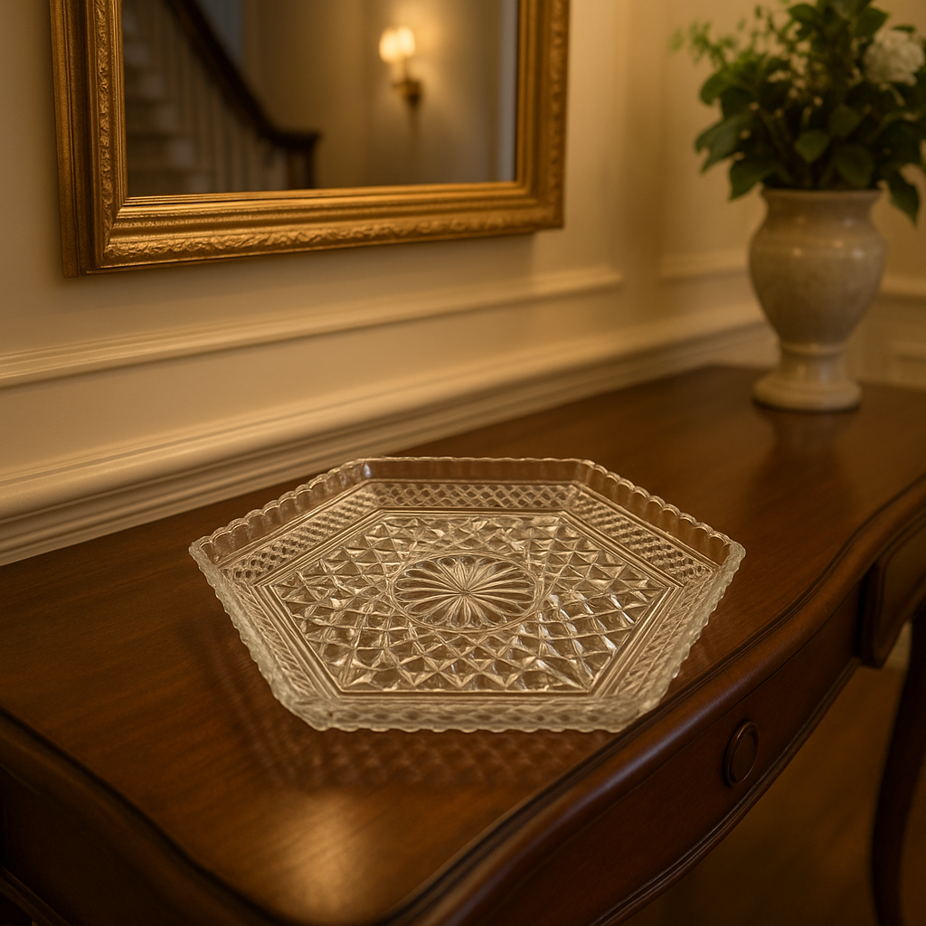 7.5" Vintage Anchor Hocking Wexford Footed Dish – Clear Pressed Glass