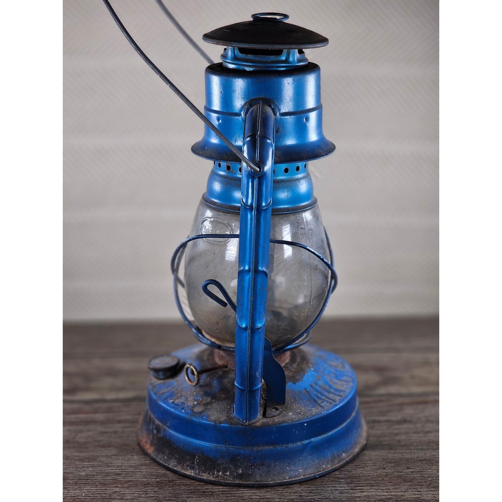 Vintage Dietz Air Pilot Lantern Blue Kerosene Oil Lamp 13.5" Tall