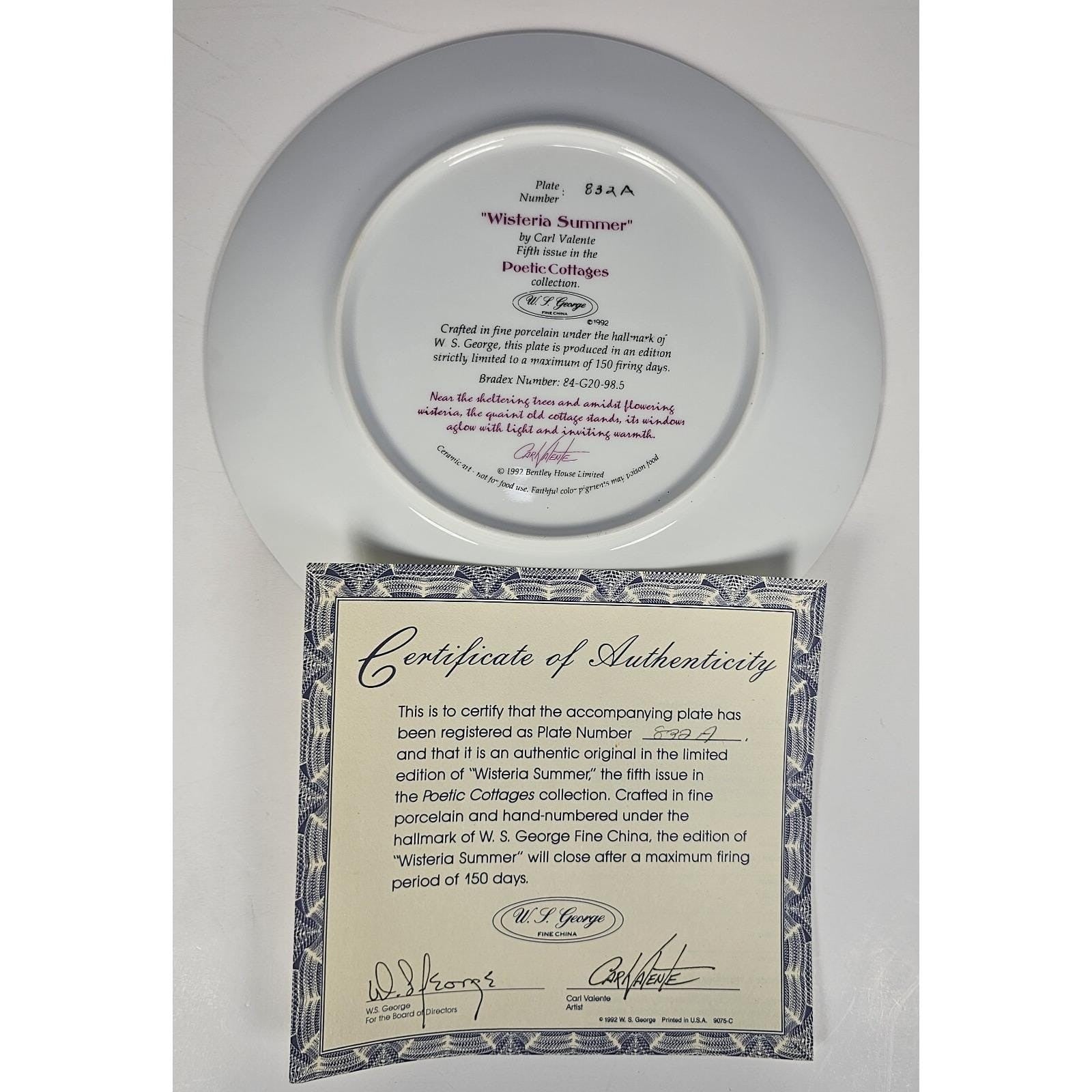 Carl Valente Wisteria Summer Plate Poetic Cottages WS George