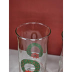 Vintage Libbey Christmas Glasses Set of 2 Holly Berry Poinsettia