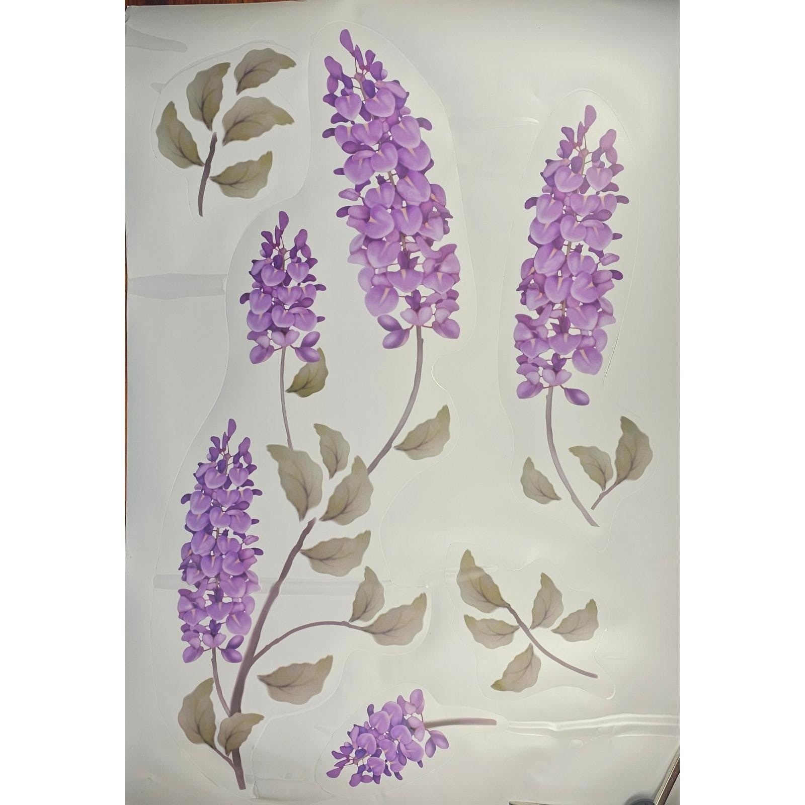 Purple Wisteria Wall Decals Floral Vine Stickers Botanical Wall Art Set