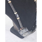 Vintage Tribal Carved Wood Spiral Necklace Statement Collar Black