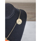 Vintage Libra Zodiac Pendant Necklace Orange Cabochon Charmine
