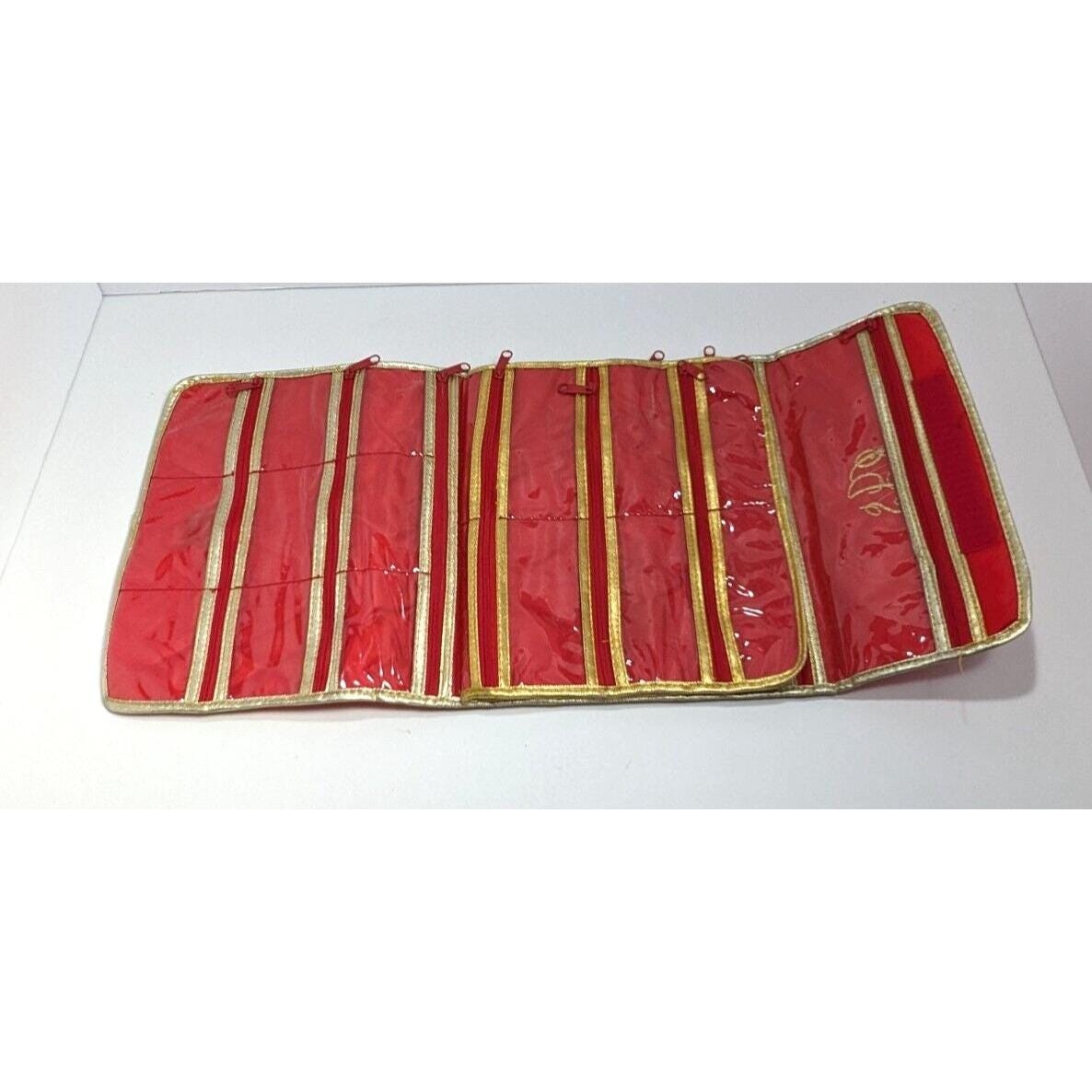 Embroidered "RJS" Red Quilted Makeup & Toiletry Bag Vintage Lillian Vernon