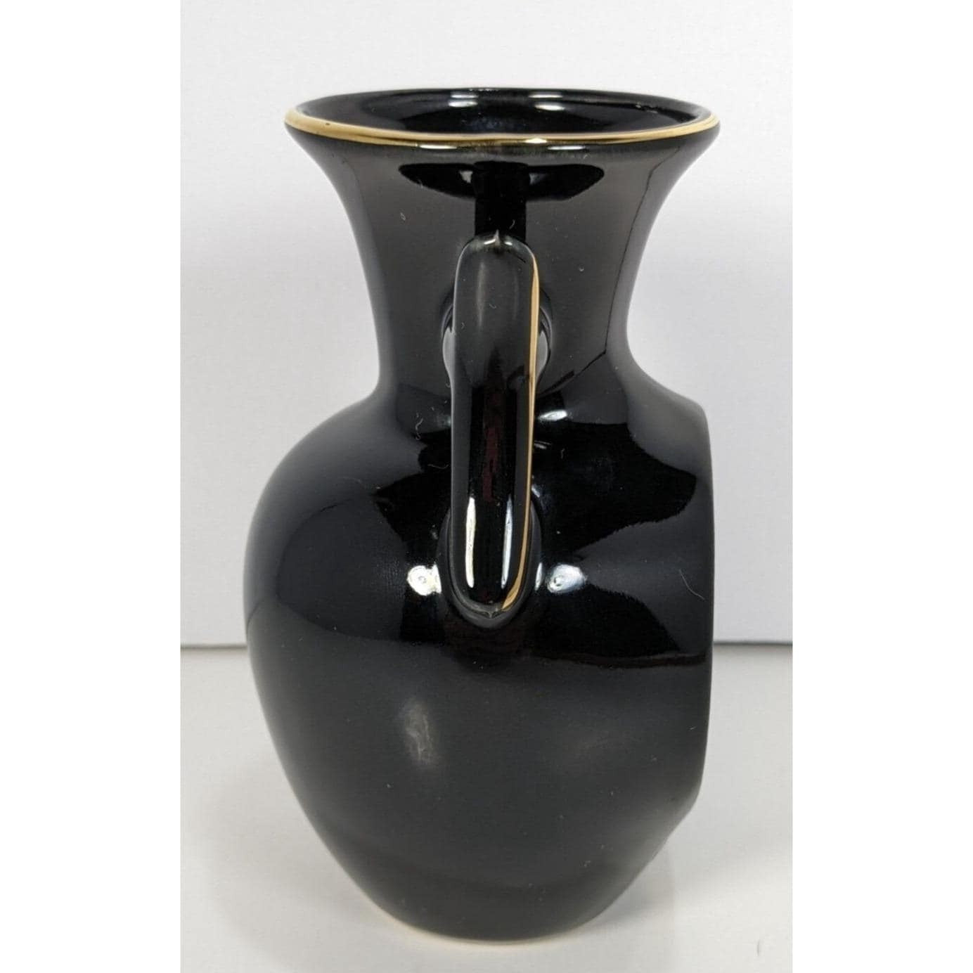 Art of Chokin Dolphin Mini Vase Black Gold Japan 5" Vintage