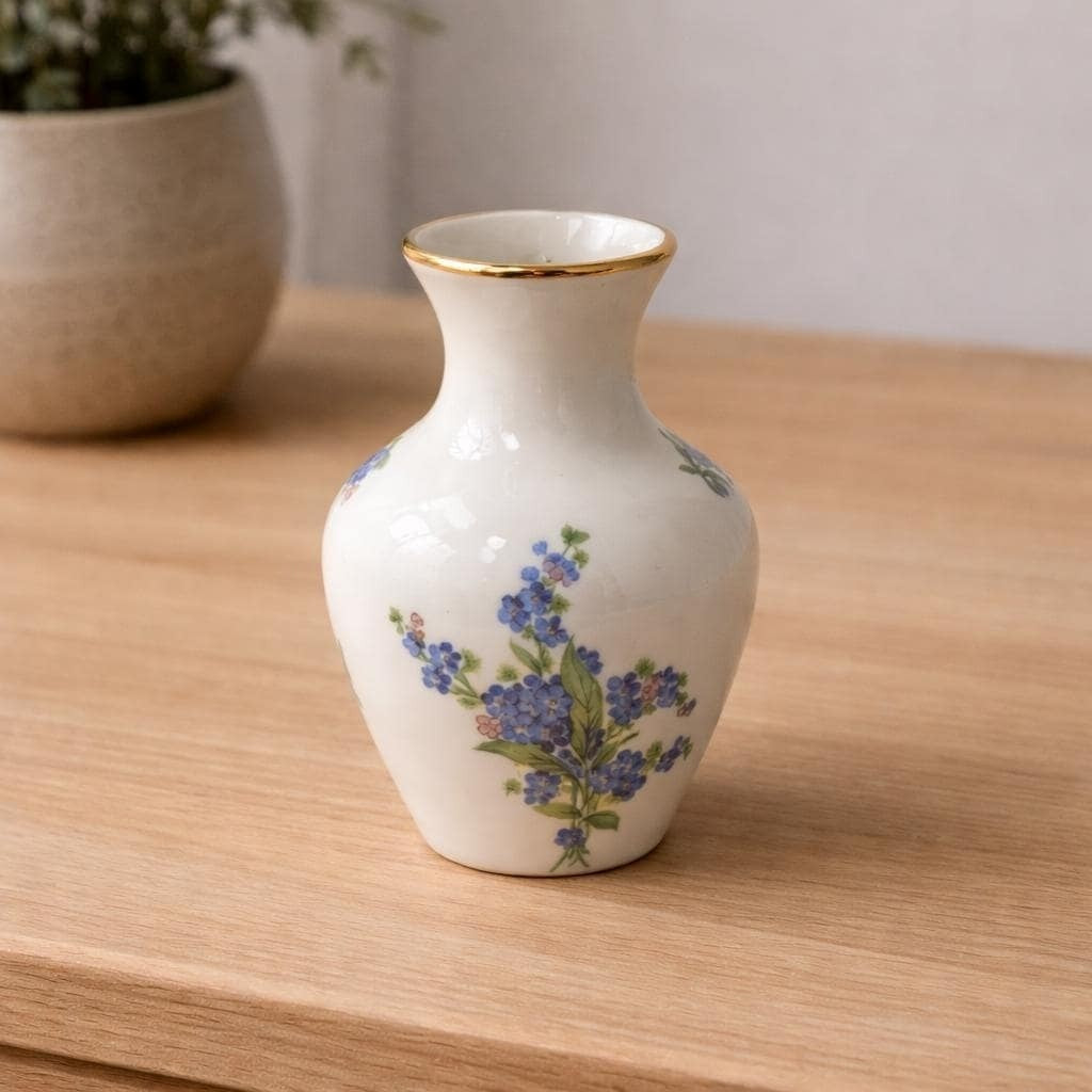 Vintage Holley Ross Vase 22K Gold Trim Porcelain 4.5 Inch