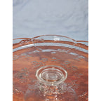 Vintage Clear Glass Cake Stand with Floral Embossed Design