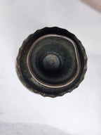 Antique Tinned Copper Candlestick Holder Ornate Embossed Design 12" Tall