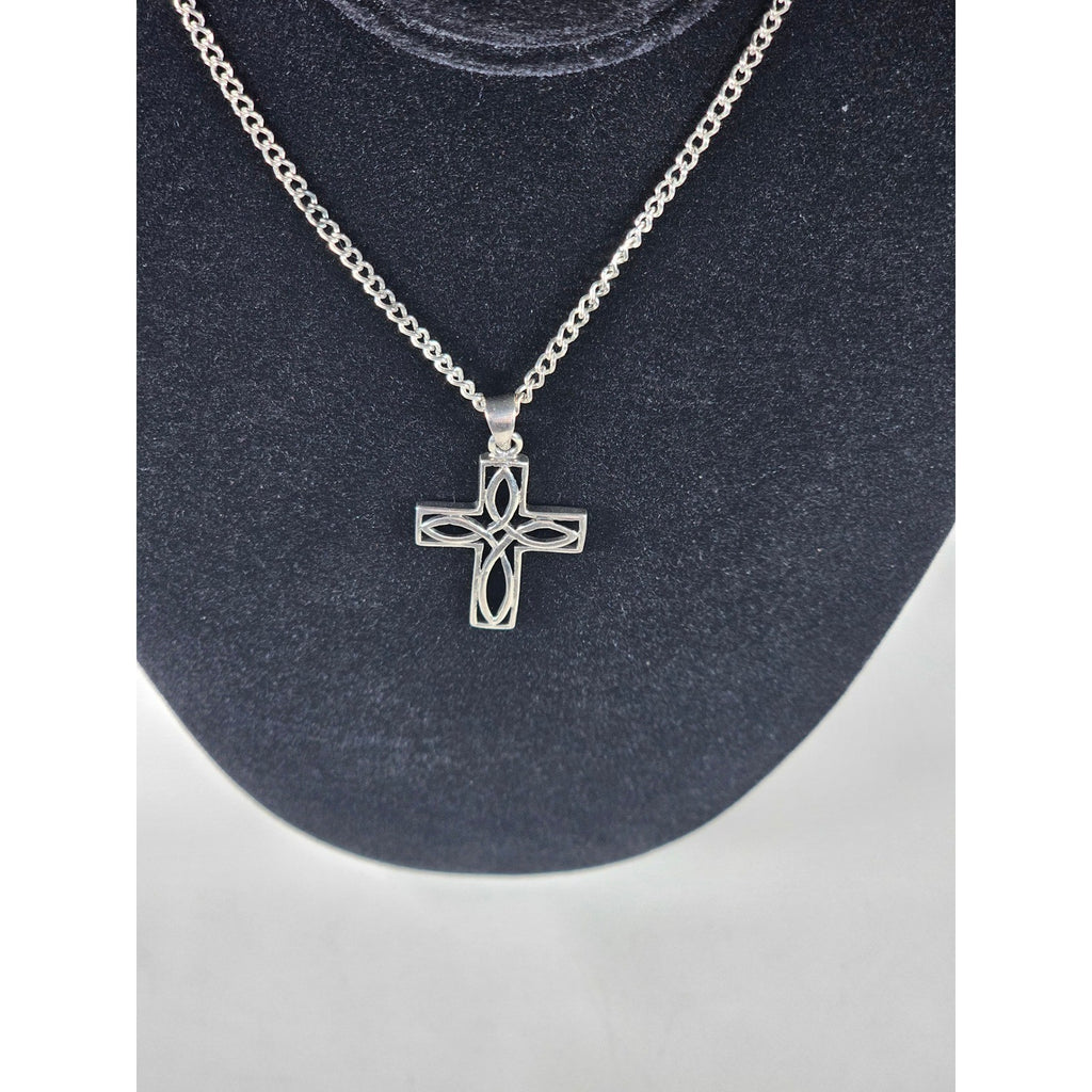 Vintage Silver Tone Celtic Cross Necklace Pendant