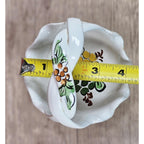Vintage Portuguese Hand Painted Ceramic Basket with Floral Design