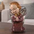Vintage Kneeling Angel Planter Vase Ceramic Polka Dot