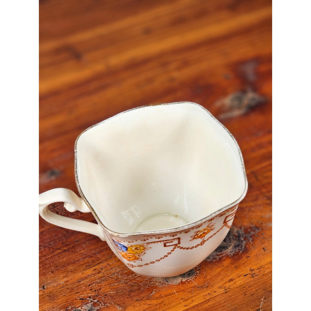Vintage English Porcelain Teacup Floral Gold Trim Made in England