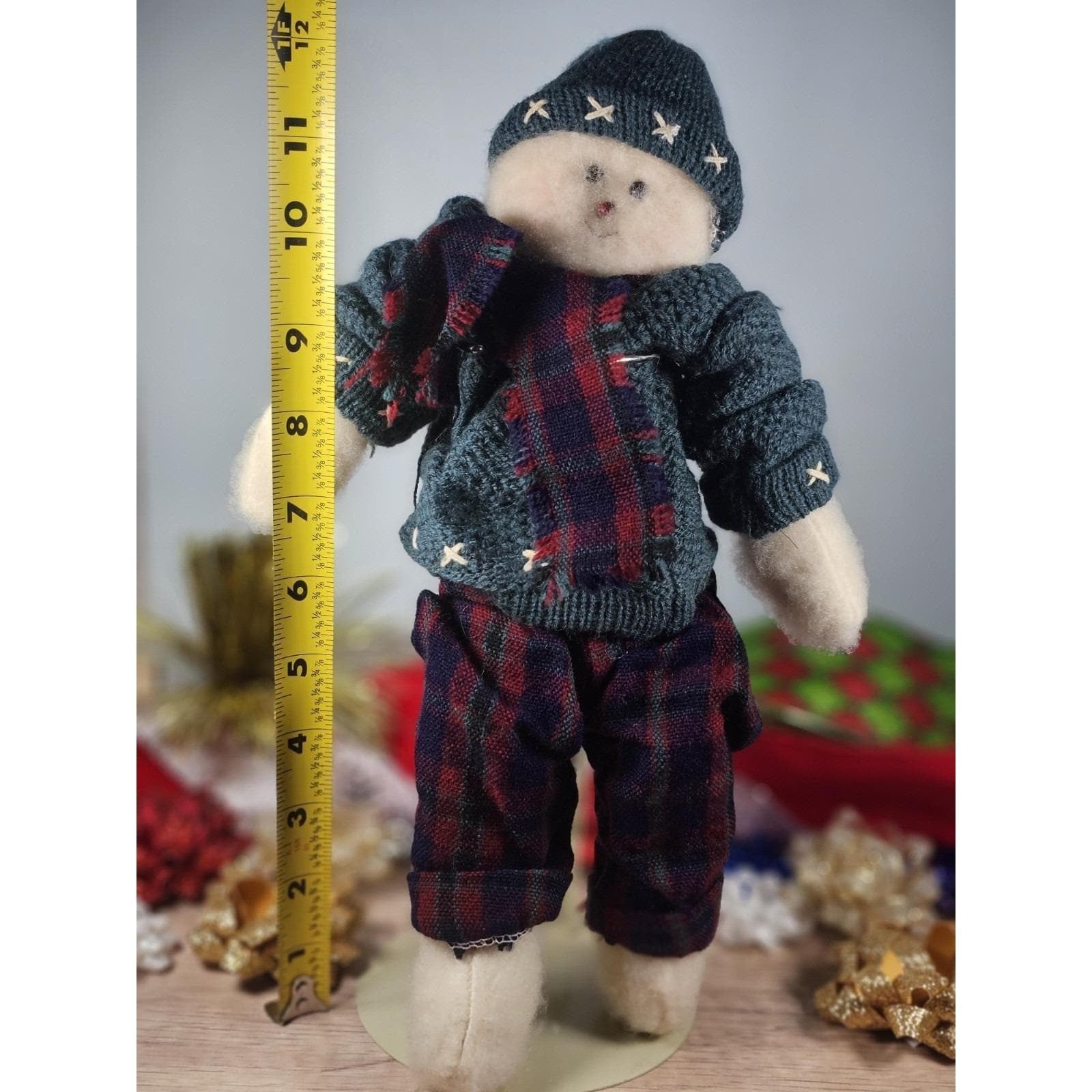 Vintage Snowman Plush Figure Crazy Mountain Imports 11 Inch Holiday Decor