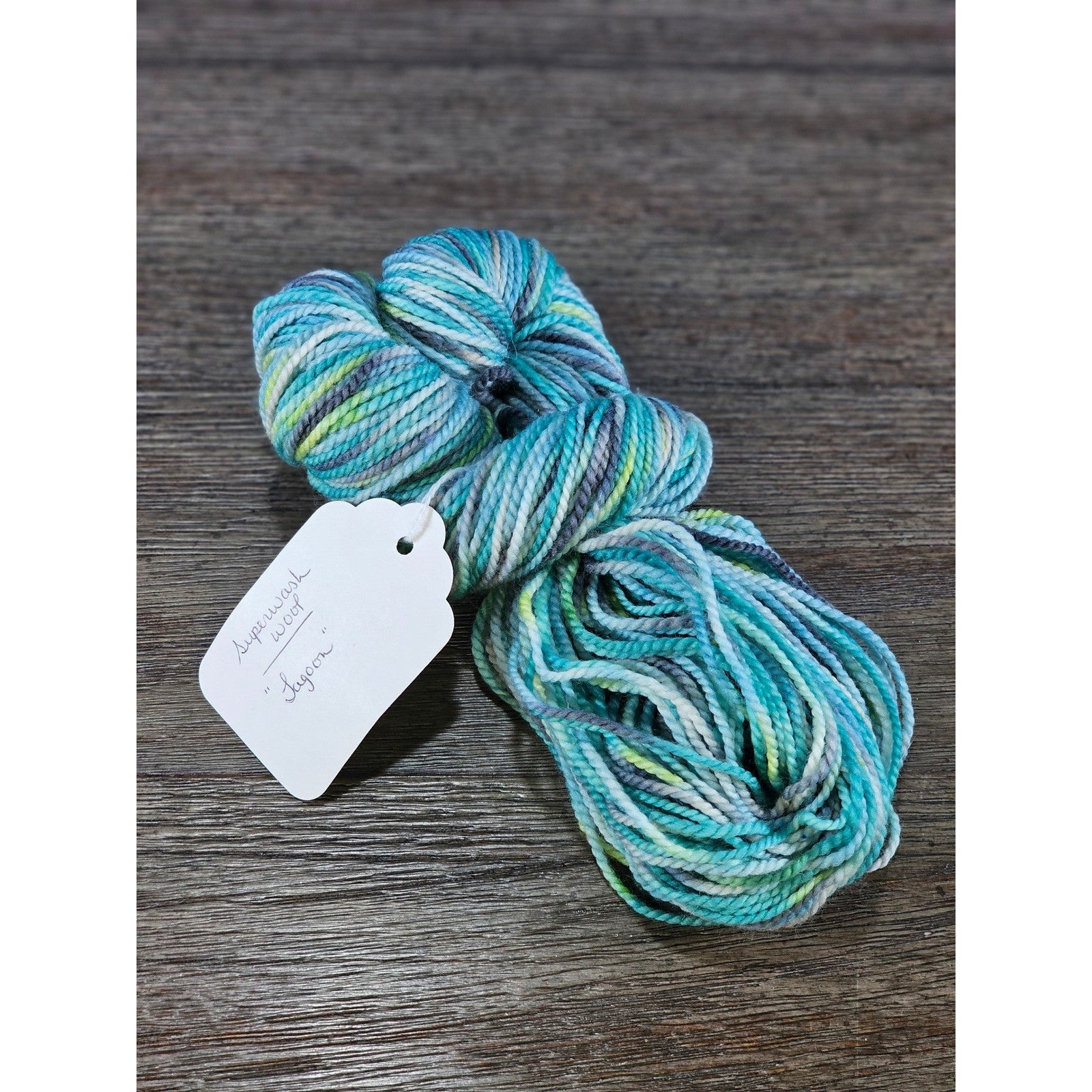 Handpainted Superwash Wool Yarn – Lagoon – ~130 Yards – Fingering Weight