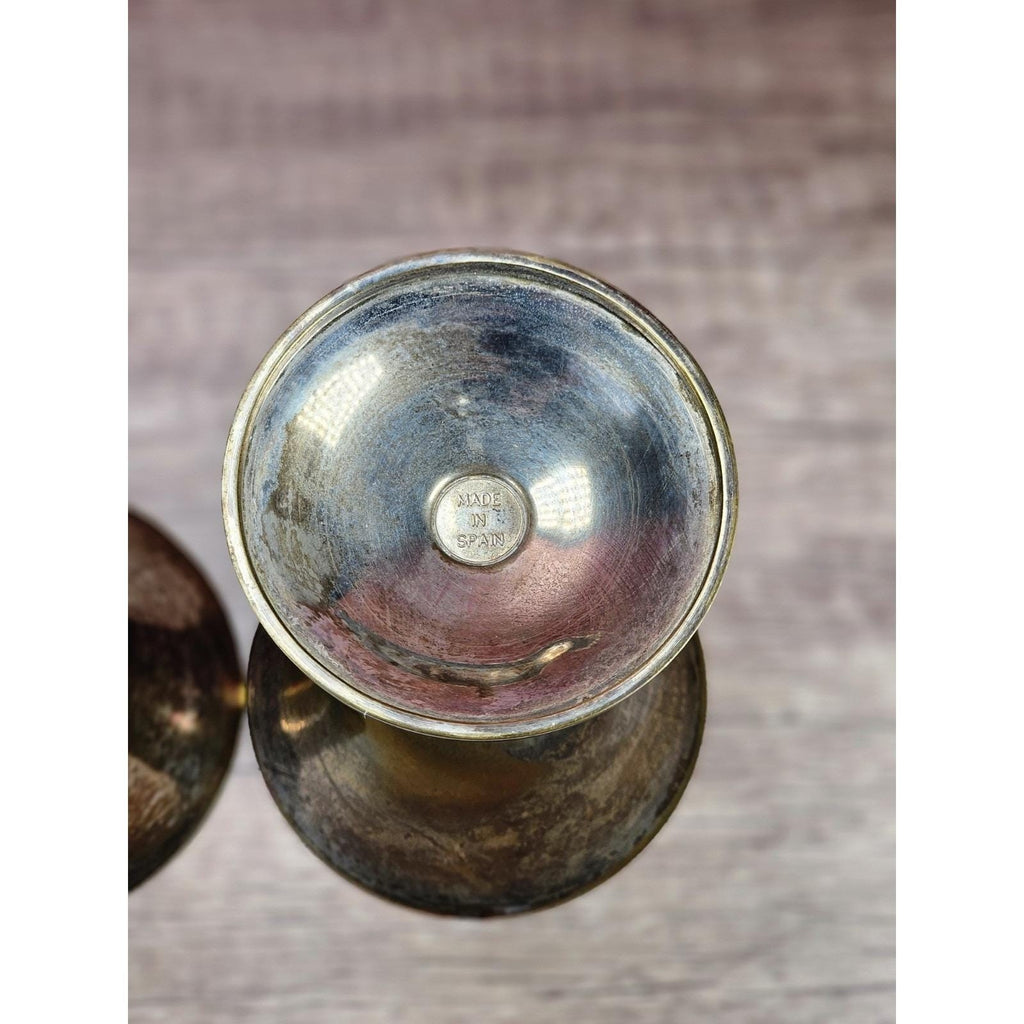 Vintage FB Rogers Silver Plate Goblets Set of 2 Twisted Stem Spain