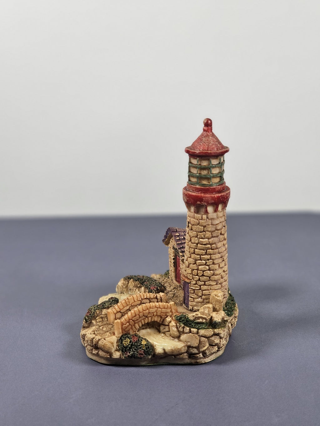 Vintage Ks Collection Lighthouse Figurine Stone House & Bridge