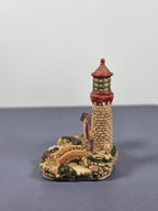 Vintage Ks Collection Lighthouse Figurine Stone House & Bridge
