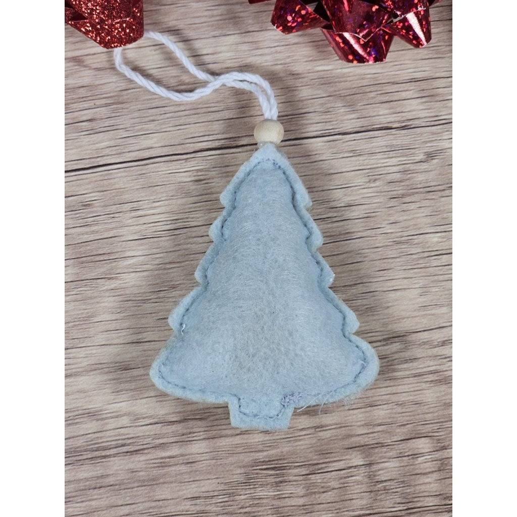 Felt Christmas Tree Ornaments Gray White Sparkle Set of 3