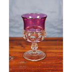Vintage Amethyst Overlay Hobnail Wine Glass Purple Crystal Goblet