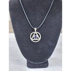 Vintage Sterling Silver Triangle Pendant w Purple Stone