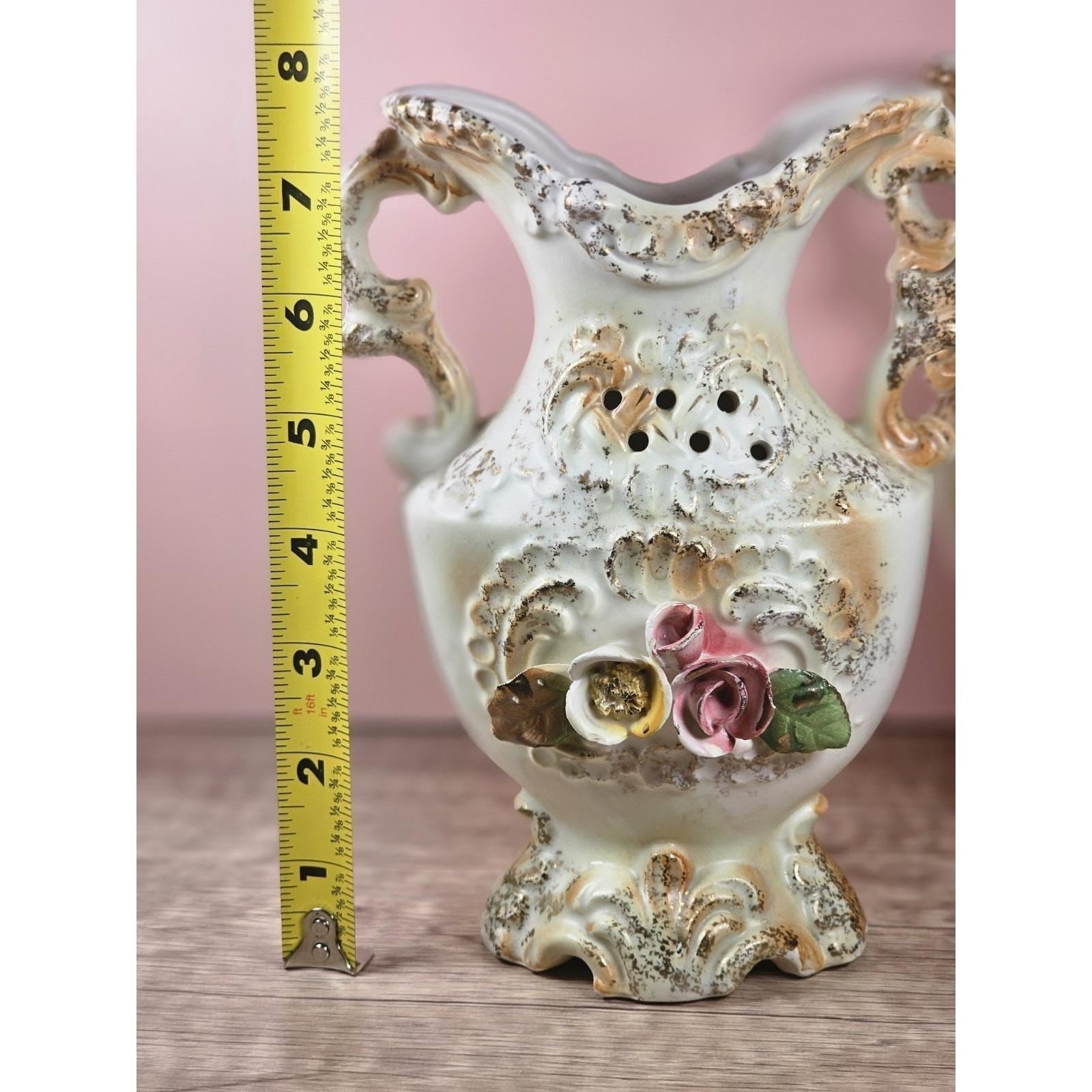 Vintage 1940s Chase Japan Floral Vase Pair